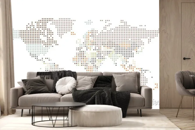 Fototapeta: Przerywana mapa świata kwadratowych kropek