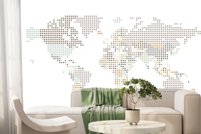 Fototapeta: Przerywana mapa świata kwadratowych kropek