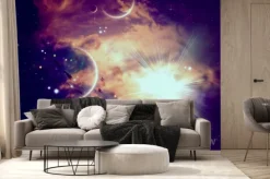 Fototapeta: Przestrzeń chmury i planety