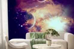 Fototapeta: Przestrzeń chmury i planety