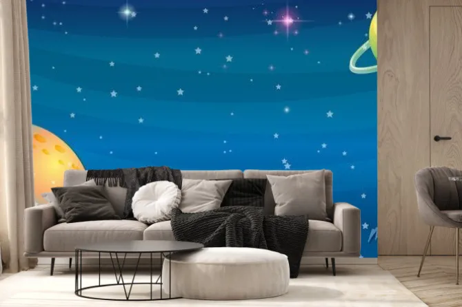 Fototapeta: Przestrzeń sceny z dwóch planet