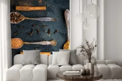 Fototapeta: Przyprawy do christmas gingerbread cookies w łyżki