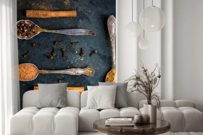 Fototapeta: Przyprawy do christmas gingerbread cookies w łyżki