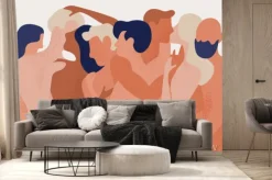 Fototapeta: Przytulający się do siebie ludzie w stylu rysunku