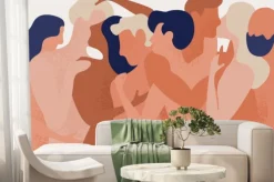 Fototapeta: Przytulający się do siebie ludzie w stylu rysunku