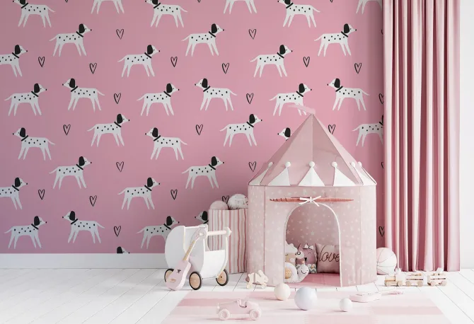 Fototapeta: Psy dalmatyńczyki na różowym tle