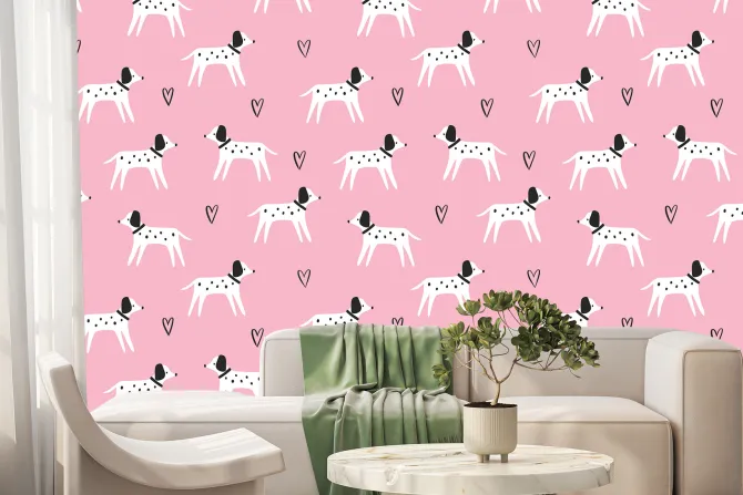 Fototapeta: Psy dalmatyńczyki na różowym tle