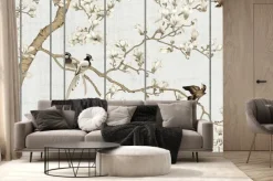 Fototapeta: Ptaki na kwitnących gałęziach magnolii