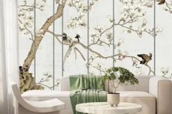 Fototapeta: Ptaki na kwitnących gałęziach magnolii