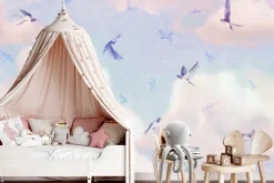 Fototapeta: Ptaki na tle pastelowych chmur