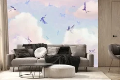 Fototapeta: Ptaki na tle pastelowych chmur