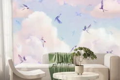 Fototapeta: Ptaki na tle pastelowych chmur