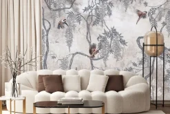 Fototapeta: Ptaki wśród kwiatów wisterii