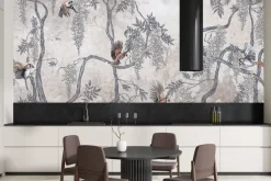 Fototapeta: Ptaki wśród kwiatów wisterii