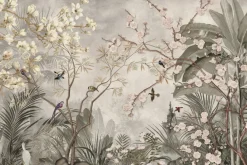 Fototapeta: Ptaki wśród tropikalnej dżungli i egzotycznych liści