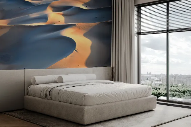 Fototapeta: Pustynny piasek z promieniami słońca