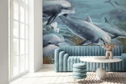 Fototapeta: Płynące delfiny wśród rafy koralowej