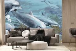 Fototapeta: Płynące delfiny wśród rafy koralowej