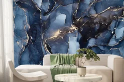 Fototapeta: Płynne malarstwo imitacja niebieskiego marmuru