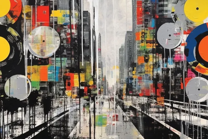 Fototapeta: Płyty winylowe w stylu grunge