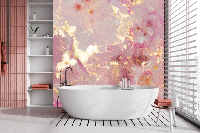 Fototapeta: Róża abstrakcyjna tekstura marmur ze złotymi zdobieniami