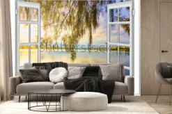 Fototapeta: Raj z widokiem na ocean z okna na wyspie słoneczny letni dzień