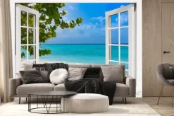 Fototapeta: Rajski widok z okna na plażę i morze