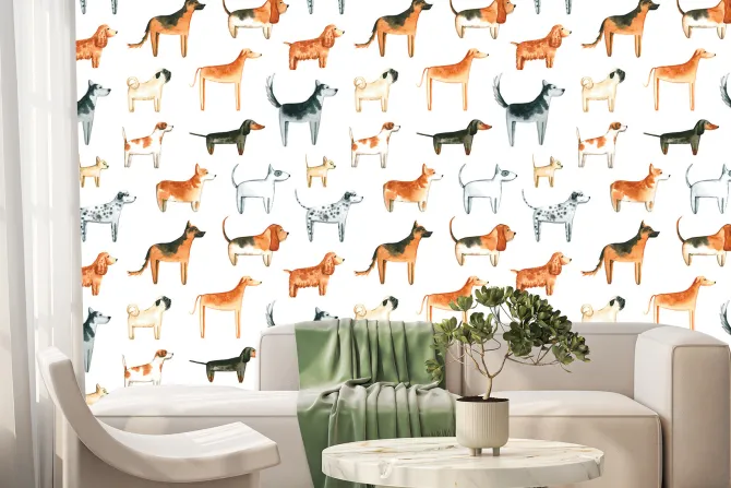 Fototapeta: Rasowe psy na białym tle