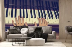 Fototapeta: Ręce dziewczyny na klawiaturze fortepianu: vintage filtrów