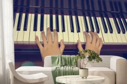 Fototapeta: Ręce dziewczyny na klawiaturze fortepianu: vintage filtrów