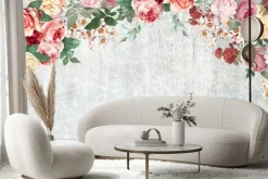 Fototapeta: Róże na szarym tle z teksturą betonu