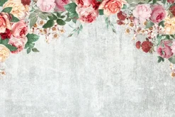 Fototapeta: Róże na szarym tle z teksturą betonu