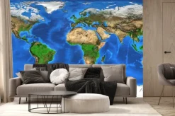 Fototapeta: Realistyczna mapa świata i oceanów