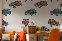 Fototapeta: Retro auta na tle w kropki