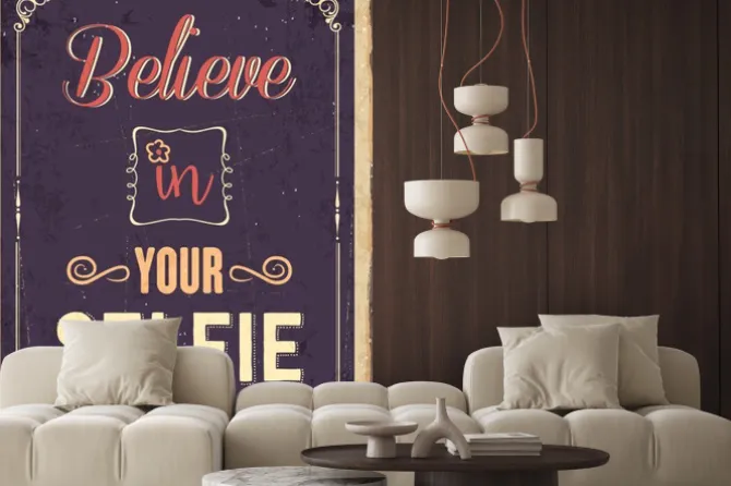 Fototapeta: Retro metalu znak "uwierz w selfie"