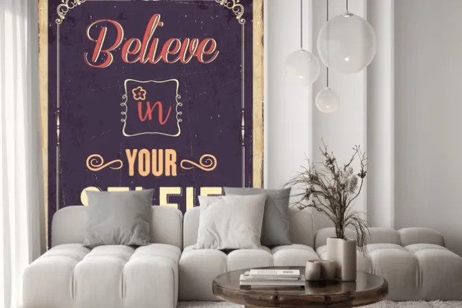 Fototapeta: Retro metalu znak "uwierz w selfie"