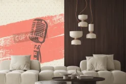 Fototapeta: Retro mikrofon szablon wektor szczotka