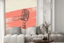 Fototapeta: Retro mikrofon szablon wektor szczotka