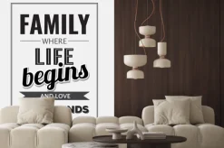 Fototapeta: Retro motywacyjny cytat. "rodzina, gdzie zaczyna się życie i