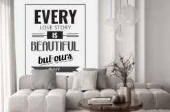 Fototapeta: Retro motywacyjny cytat. "każda historia miłosna jest piękne,