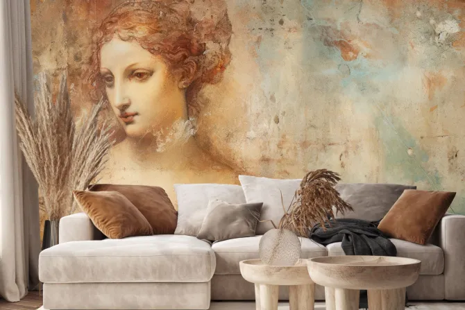 Fototapeta: Retro portret kobiety z elementami renesansowej sztuki