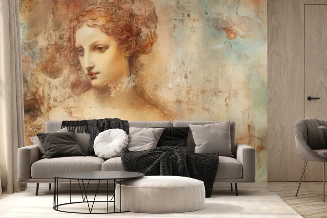 Fototapeta: Retro portret kobiety z elementami renesansowej sztuki