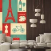 Fototapeta: Retro style poster with paris symbols and landmarks