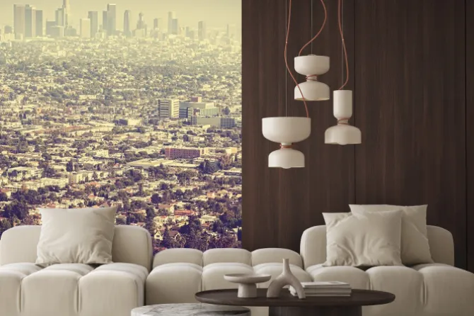 Fototapeta: Retro stylizowany widok z lotu ptaka los angeles postrzegane