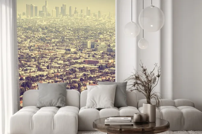 Fototapeta: Retro stylizowany widok z lotu ptaka los angeles postrzegane