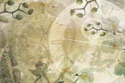 Fototapeta: Retro zegary wśród kwiatów storczyka