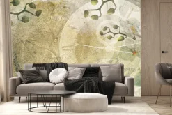 Fototapeta: Retro zegary wśród kwiatów storczyka