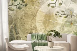 Fototapeta: Retro zegary wśród kwiatów storczyka