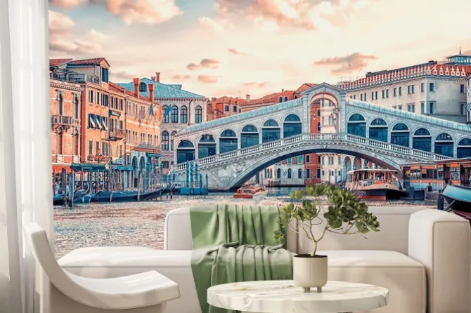 Fototapeta: Rialto bridge in venise at sunset