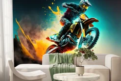 Fototapeta: Rider na motocyklu terenowym w locie